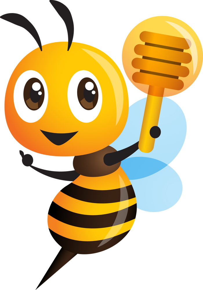 Cute Bee with a Honey Dipper